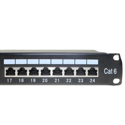 High quality wall mount 1u 19 inch 24 port rj45 shielded cat6 network patch panel